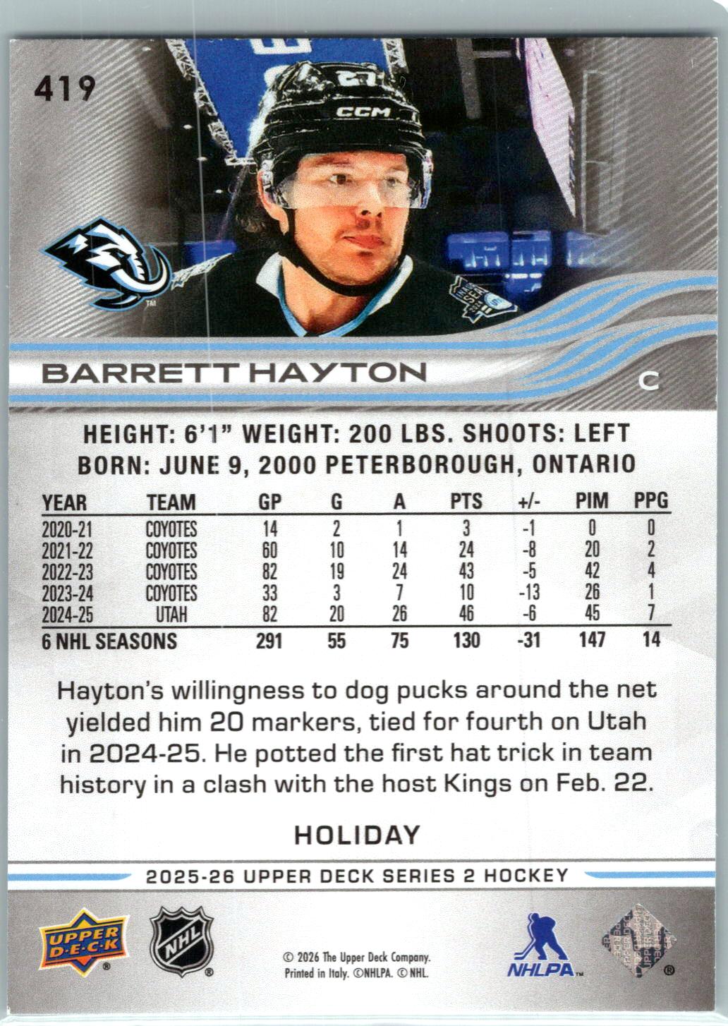 2025-26 Upper Deck #419 Barrett Hayton Holiday