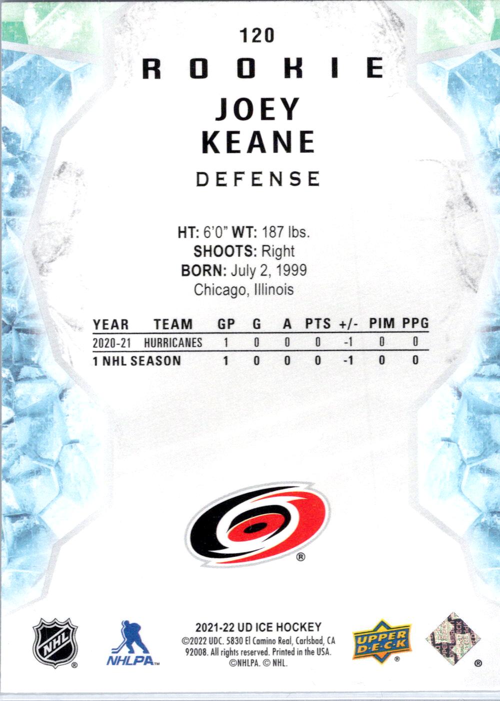 2021-22 Upper Deck Ice #120 Joey Keane