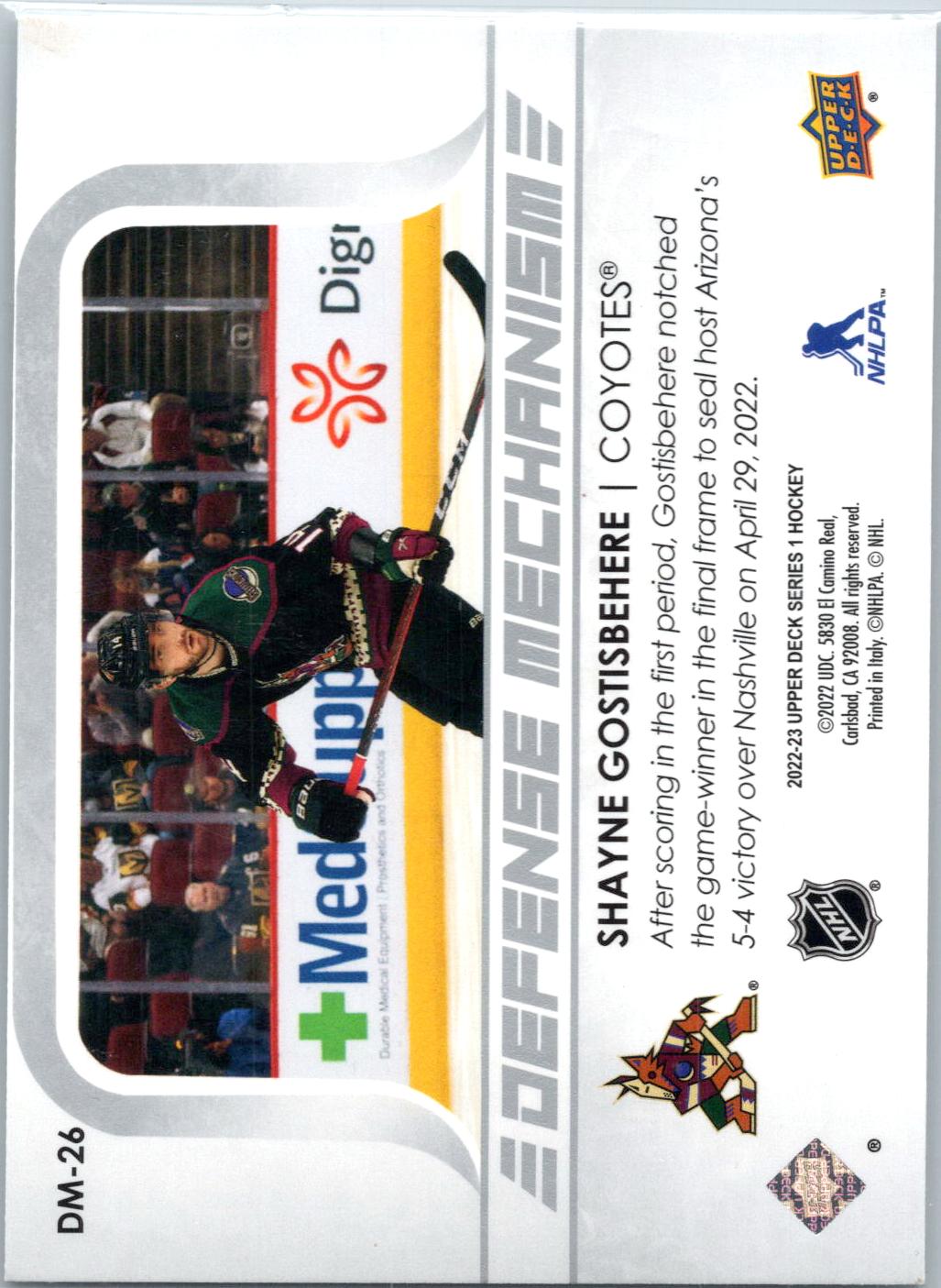 2022-23 Upper Deck #DM-26 Shayne Gostisbehere Defense Mechanism
