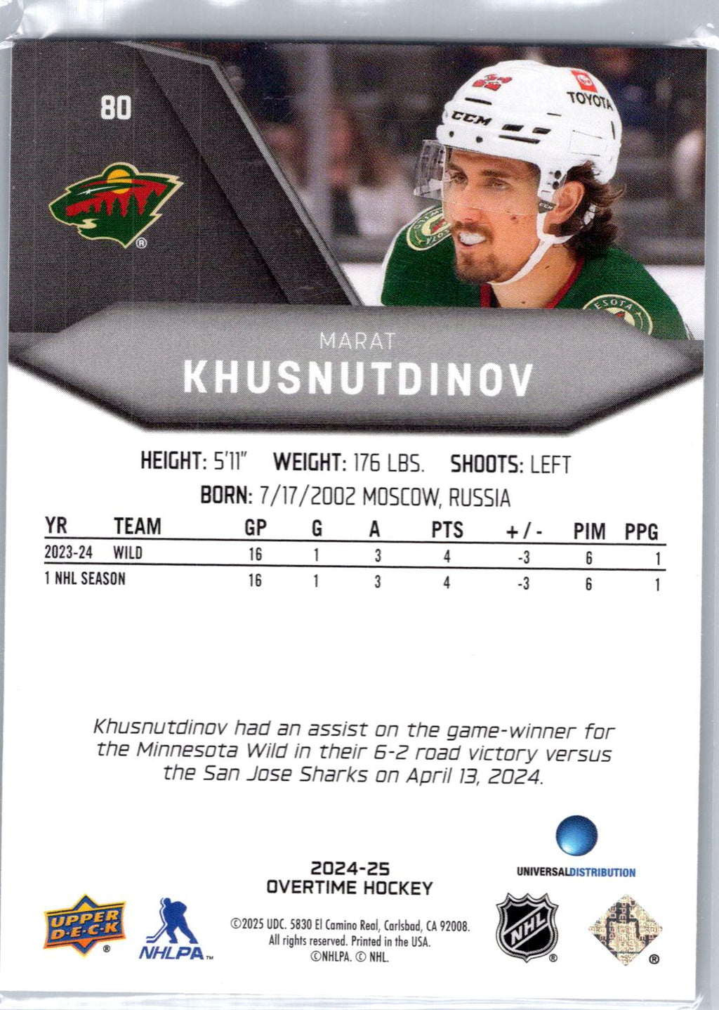 2024-25 Upper Deck Overtime #80 Marat Khusnutdinov
