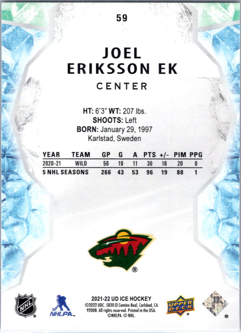 2021-22 Upper Deck Ice #59 Joel Eriksson Ek Gold