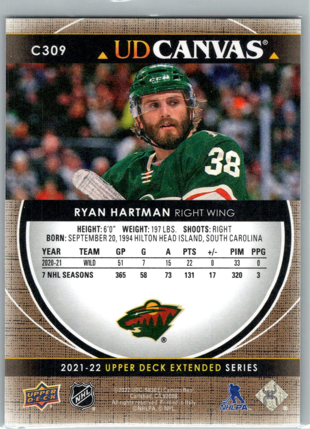 2021-22 Upper Deck #C309 Ryan Hartman UD Canvas
