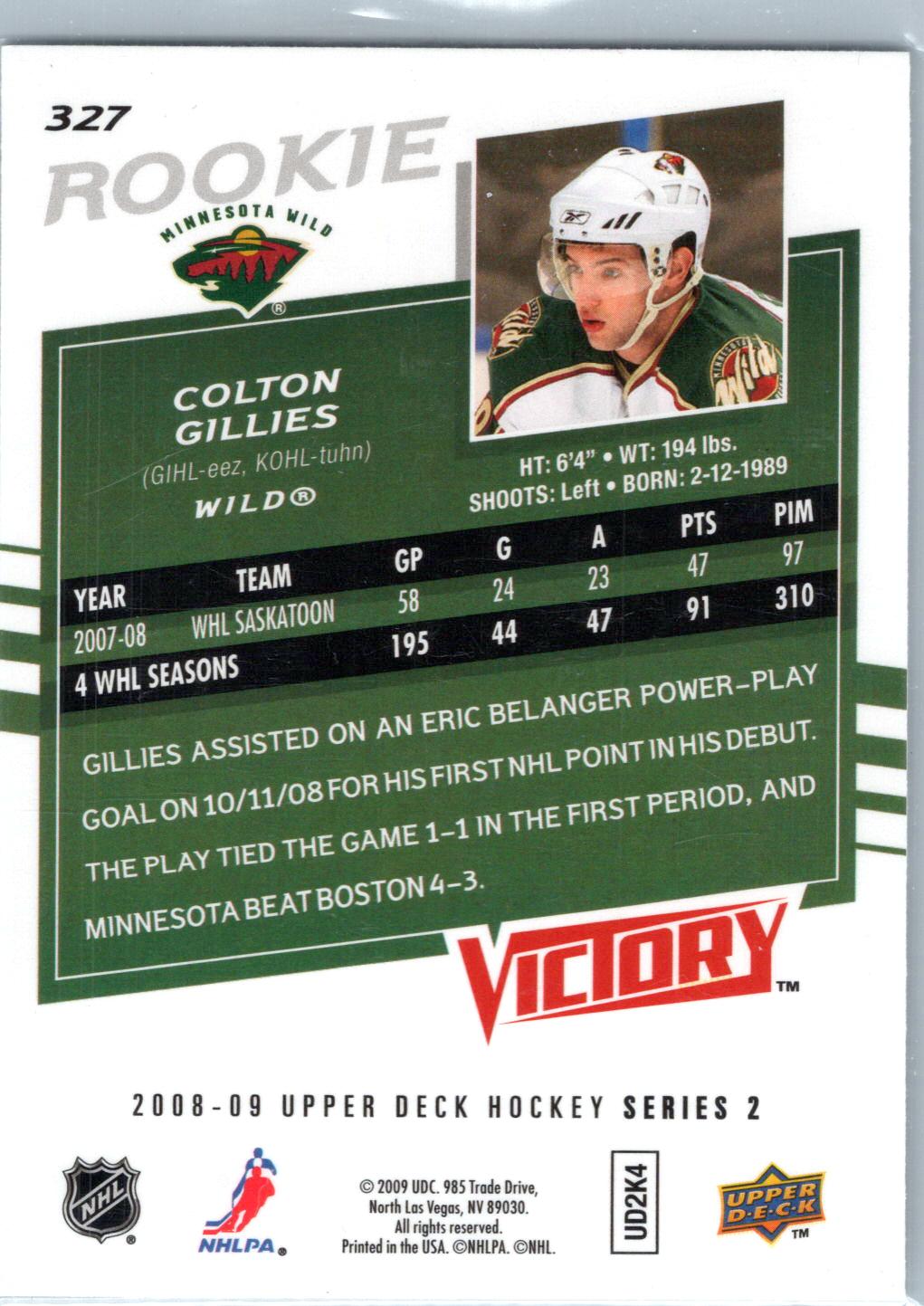 2008-09 Upper Deck #327 Colton Gillies 2008-09 Upper Deck Victory Update