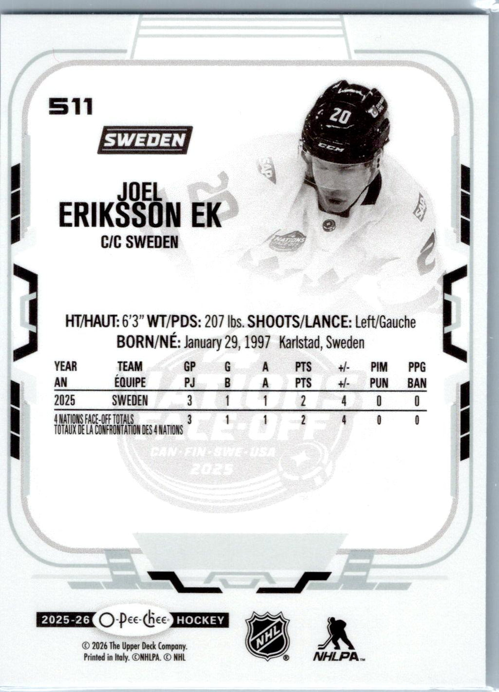 2025-26 O-Pee-Chee #511 Joel Eriksson Ek
