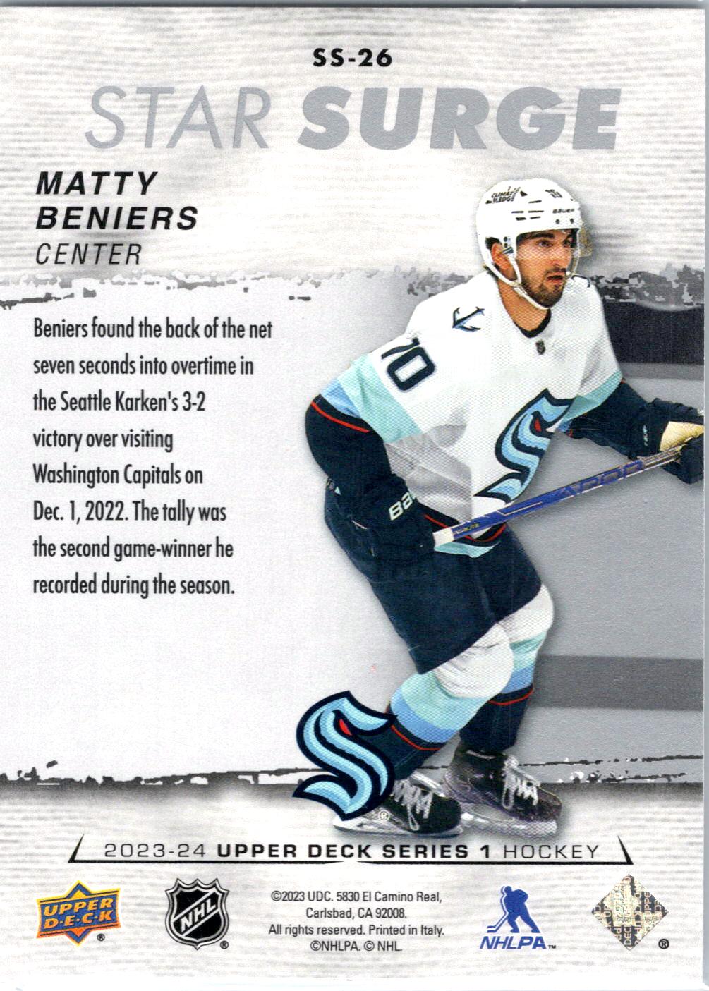 2023-24 Upper Deck #SS-26 Matty Beniers Star Surge
