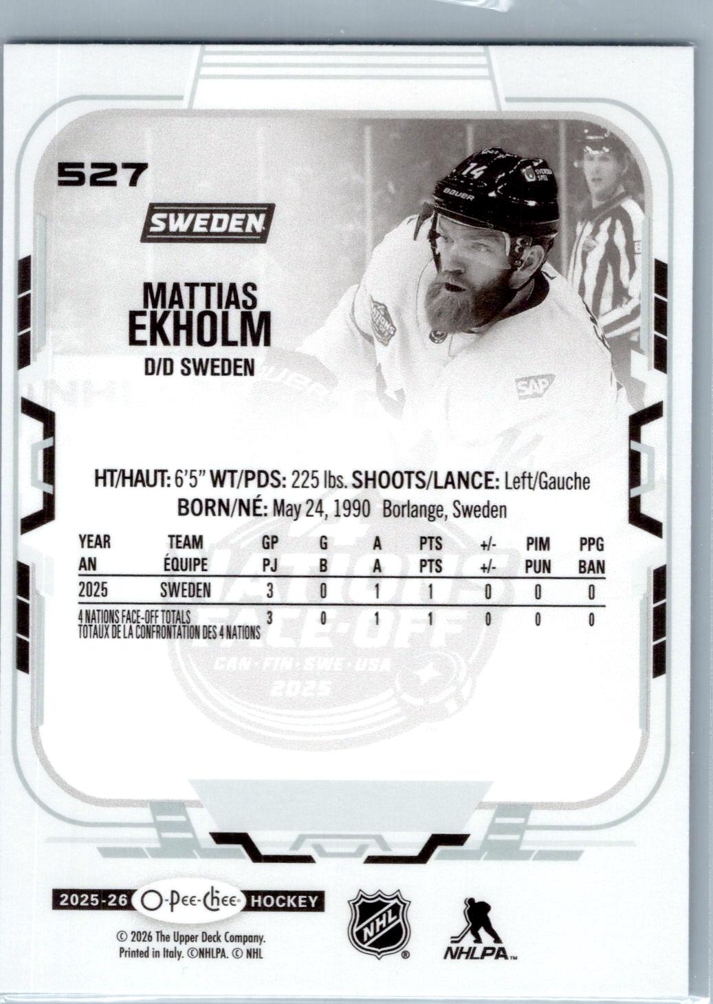 2025-26 O-Pee-Chee #527 Mattias Ekholm