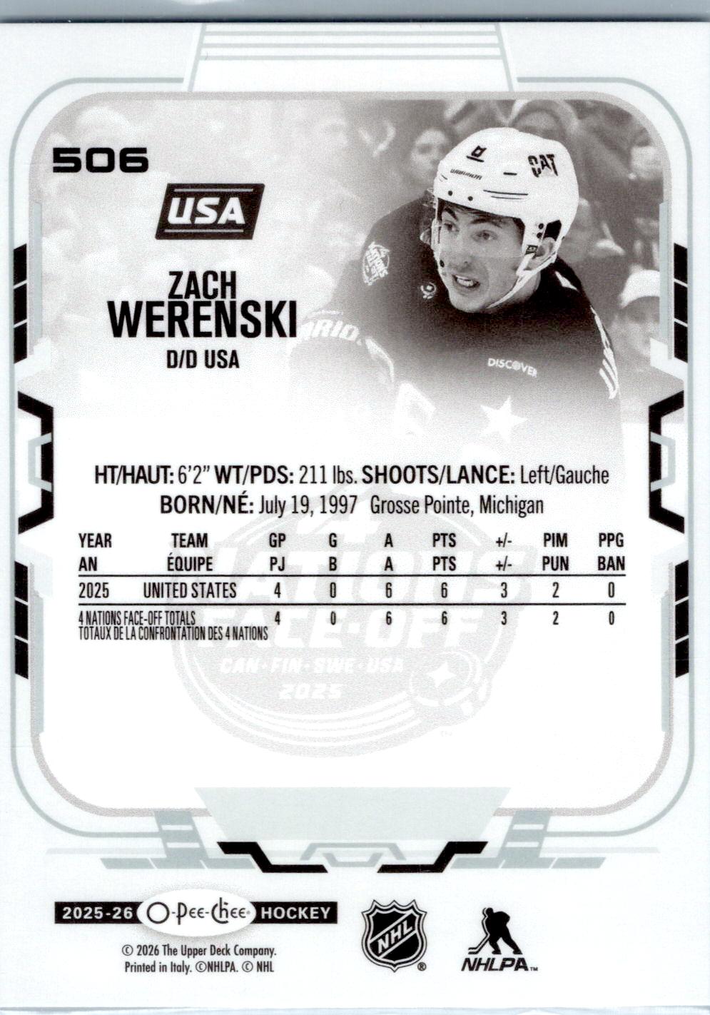 2025-26 O-Pee-Chee #506 Zach Werenski