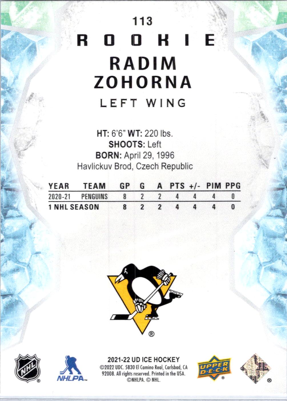 2021-22 Upper Deck Ice #113 Radim Zohorna