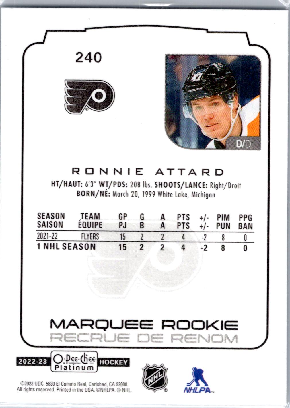 2022-23 O-Pee-Chee Platinum #240 Ronnie Attard