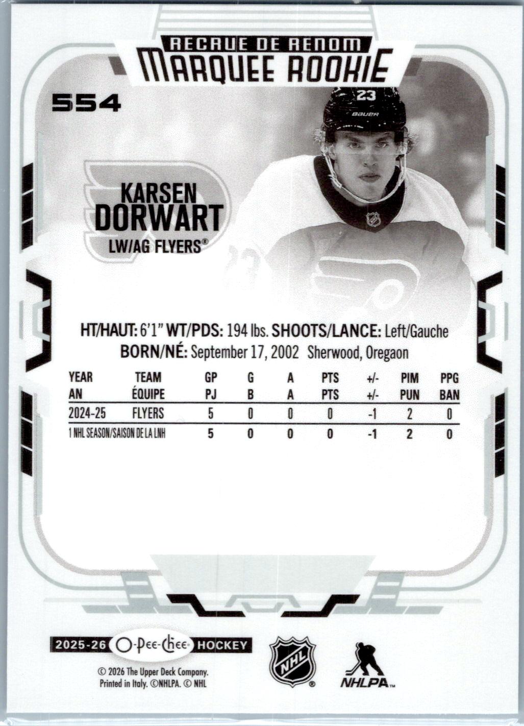 2025-26 O-Pee-Chee #554 Karsen Dorwart