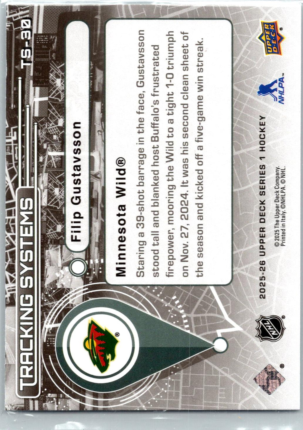 2025-26 Upper Deck #TS-30 Filip Gustavsson Tracking Systems
