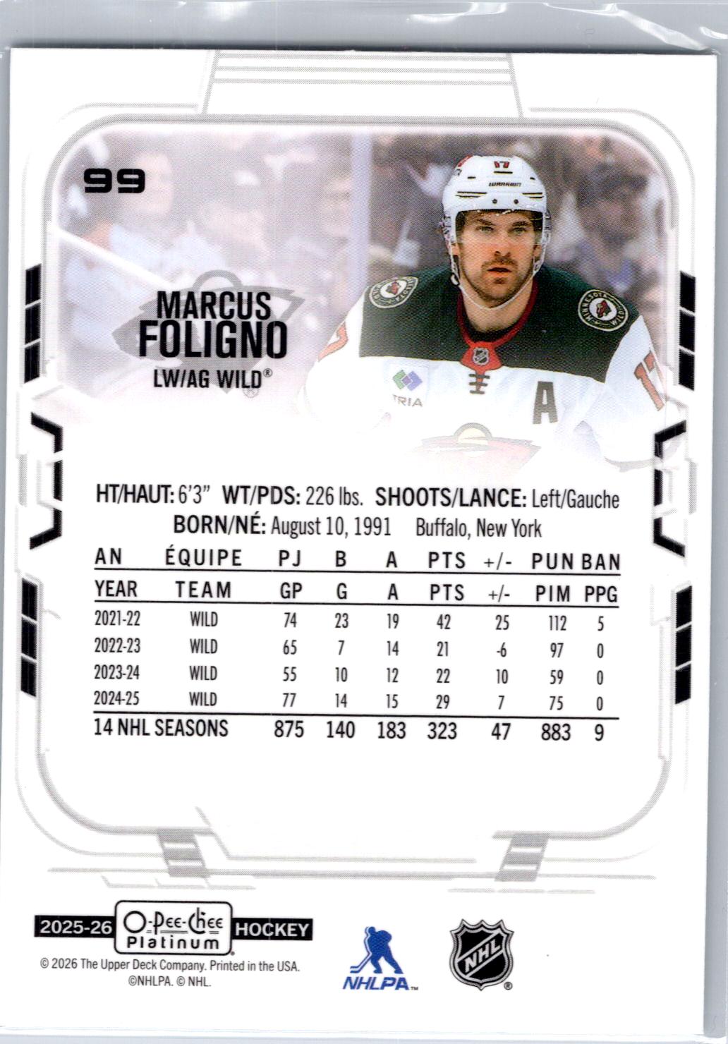 2025-26 O-Pee-Chee Platinum #99 Marcus Foligno