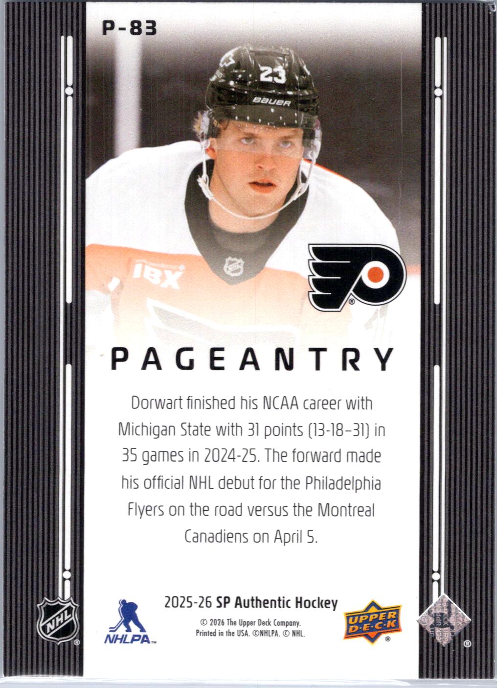 2025-26 SP Authentic #P-83 Karsen Dorwart Pageantry