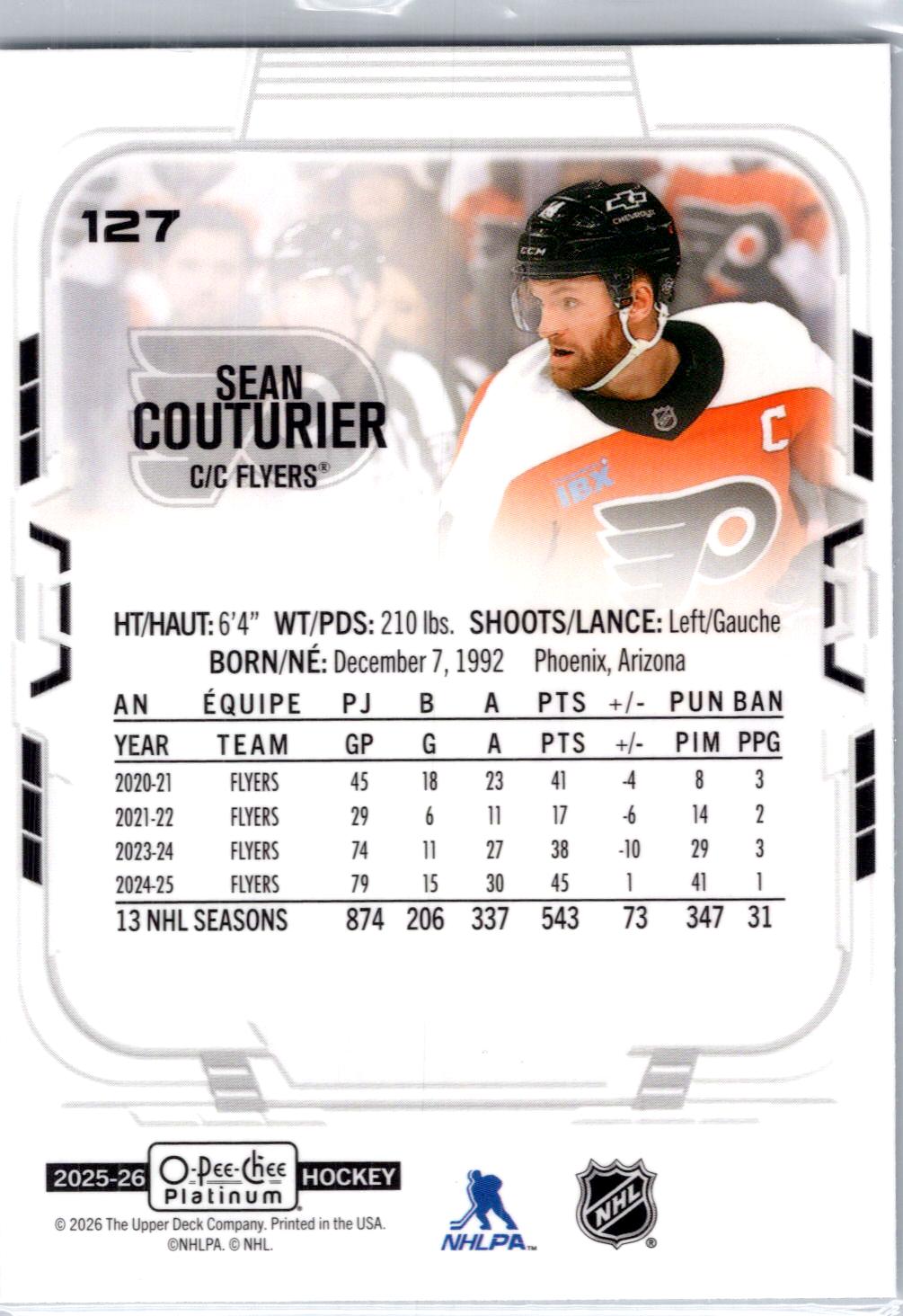 2025-26 O-Pee-Chee Platinum #127 Sean Couturier