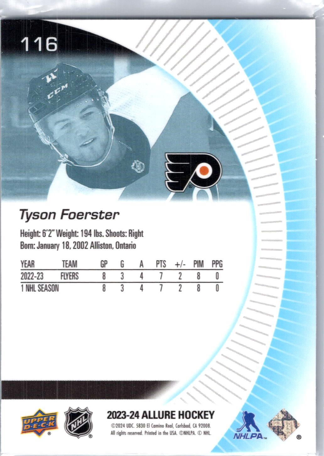 2023-24 Upper Deck Allure #116 Tyson Foerster