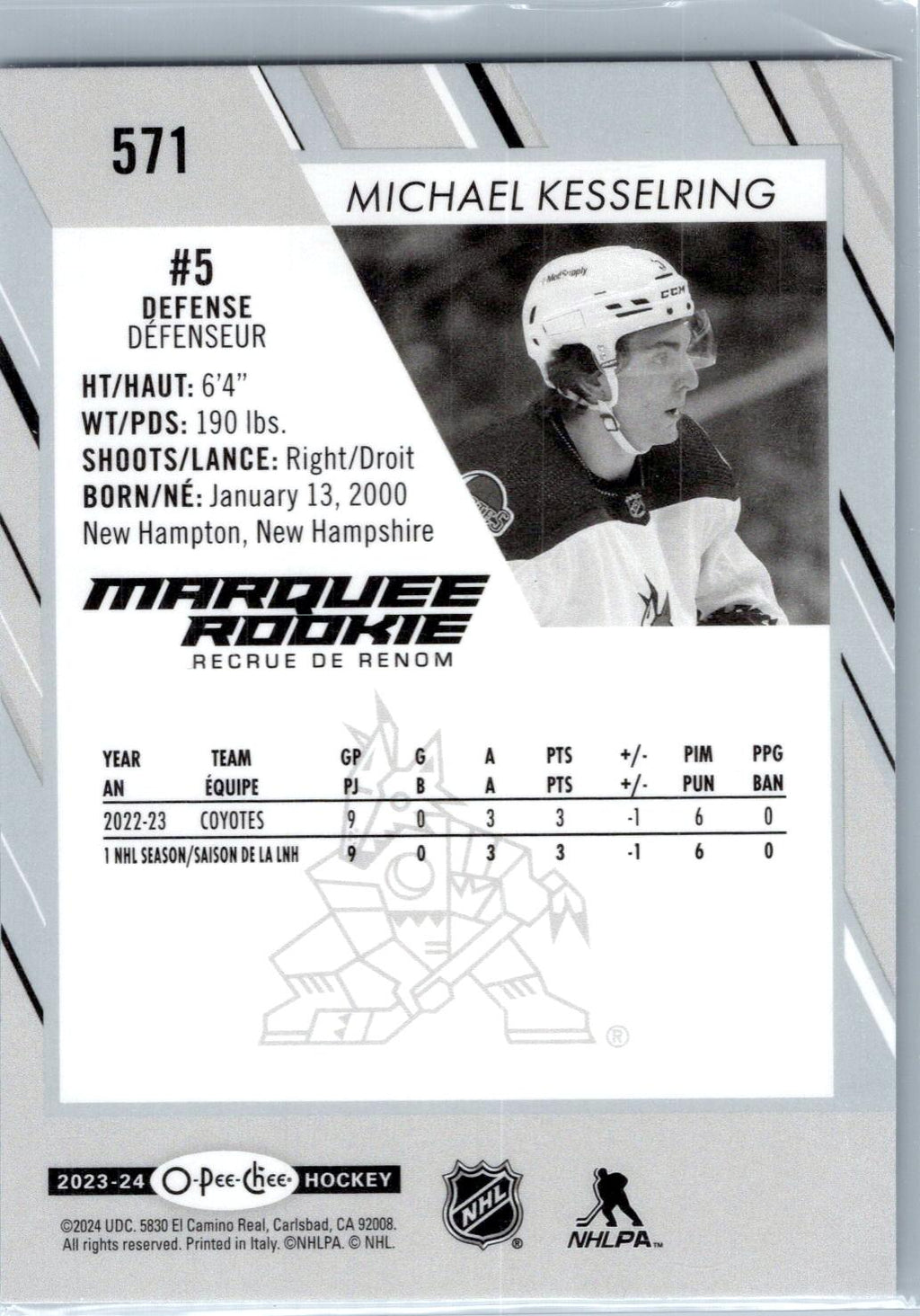 2023-24 O-Pee-Chee #571 Michael Kesselring
