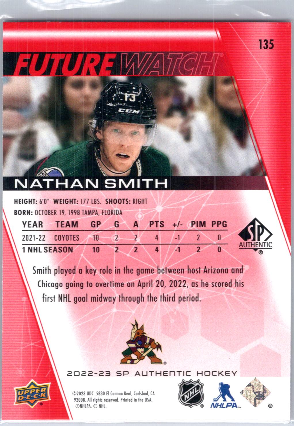 2022-23 SP Authentic #135 Nathan Smith Limited Red