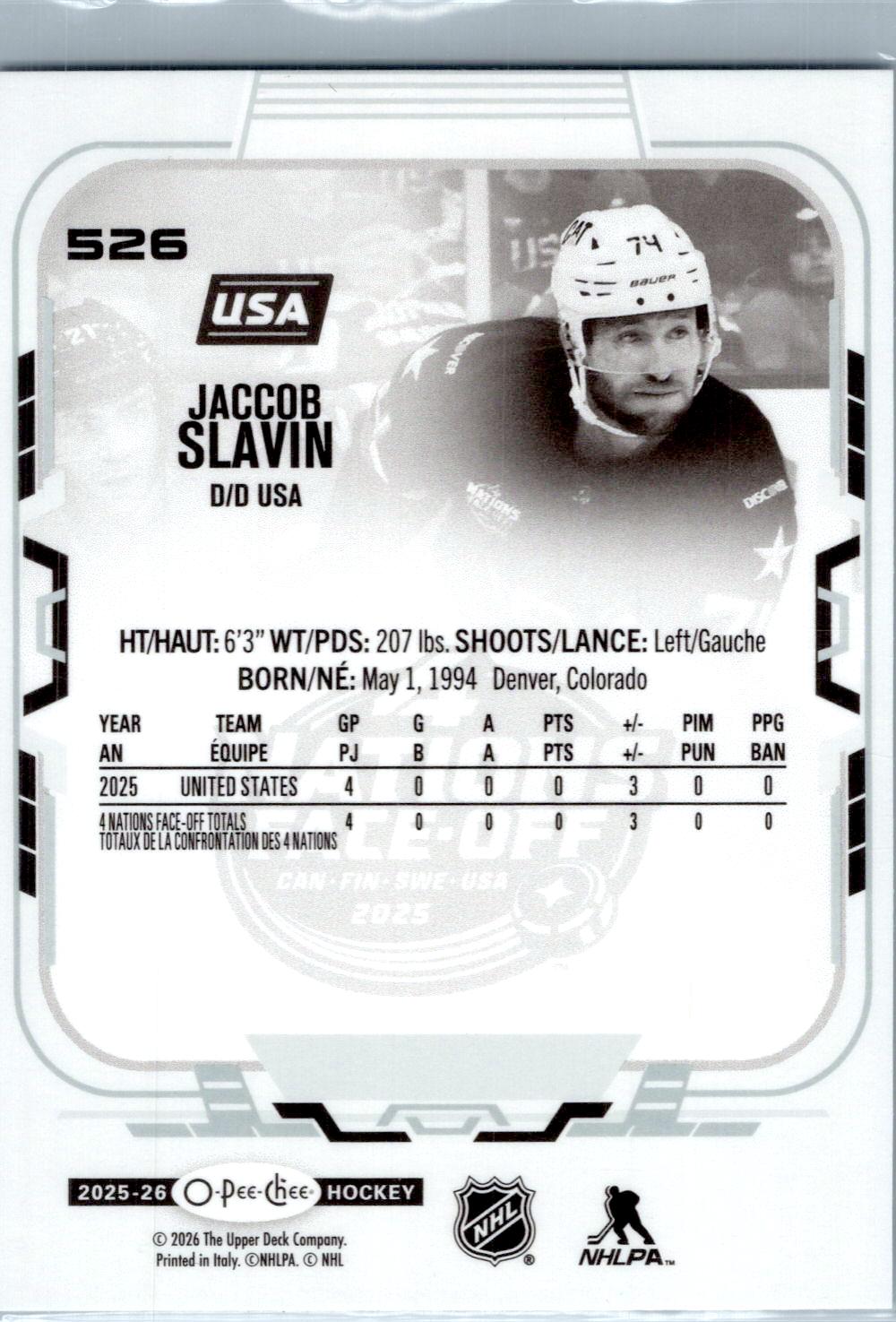 2025-26 O-Pee-Chee #526 Jaccob Slavin