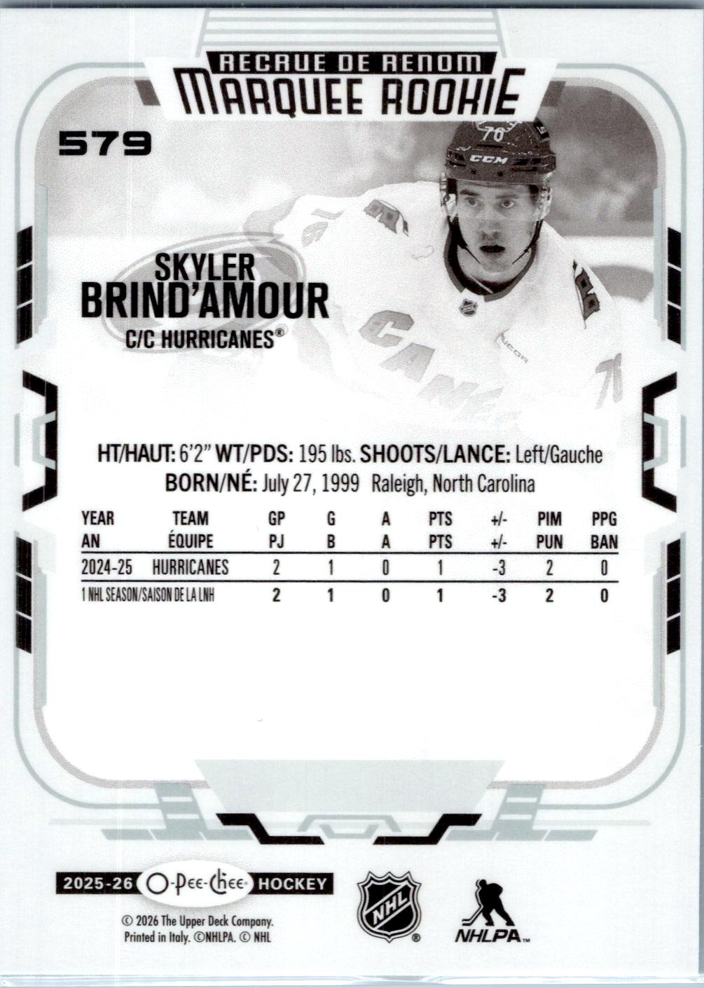 2025-26 O-Pee-Chee #579 Skyler Brind'Amour