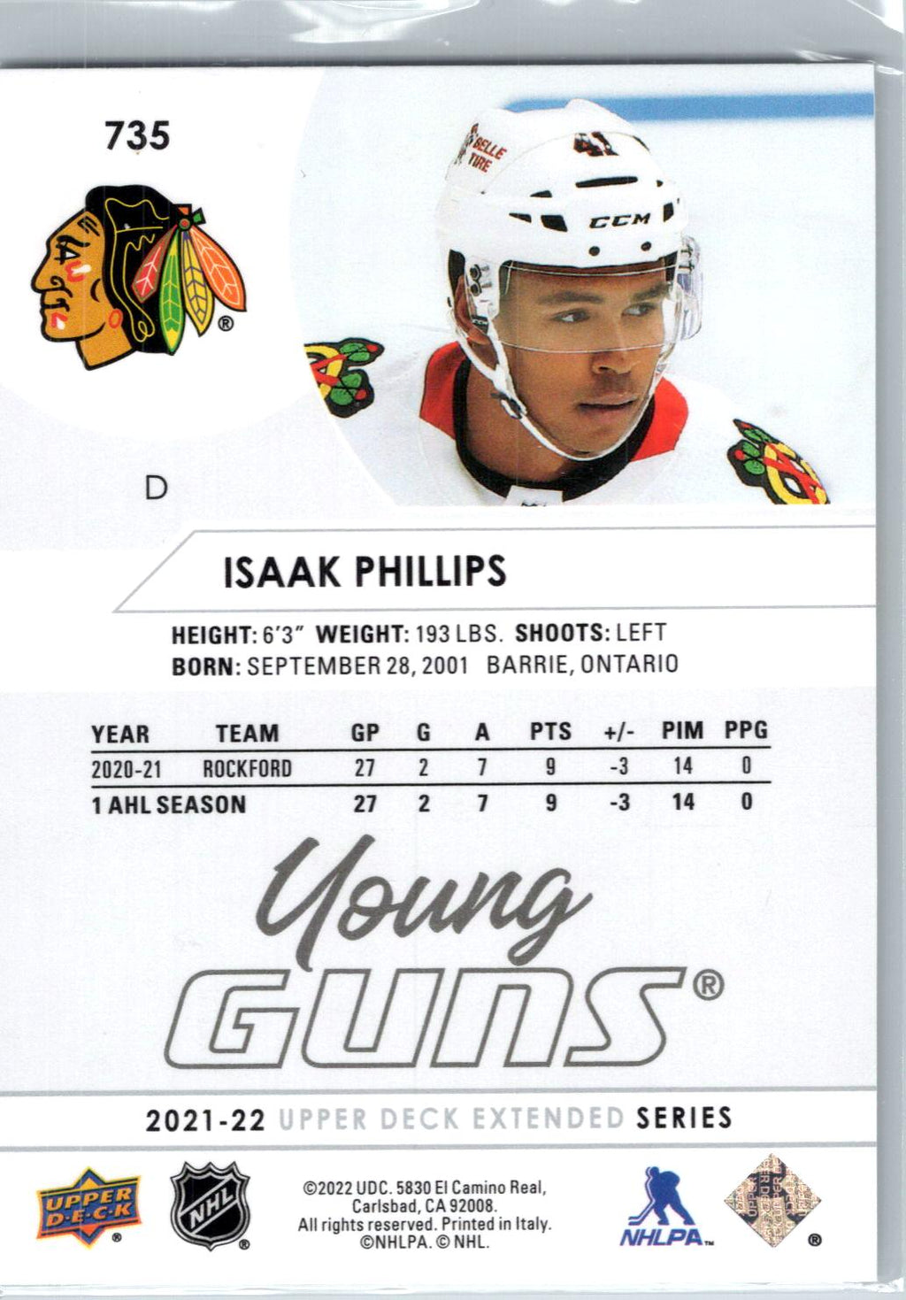 2021-22 Upper Deck #735 Isaak Phillips