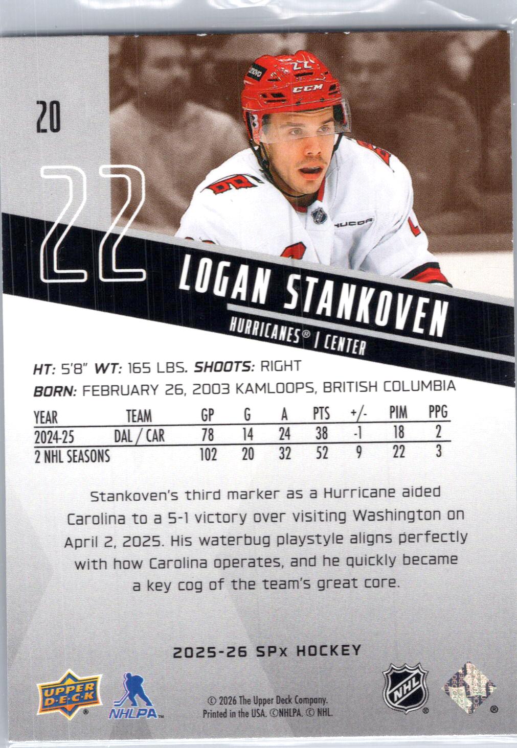 2025-26 SPx #20 Logan Stankoven