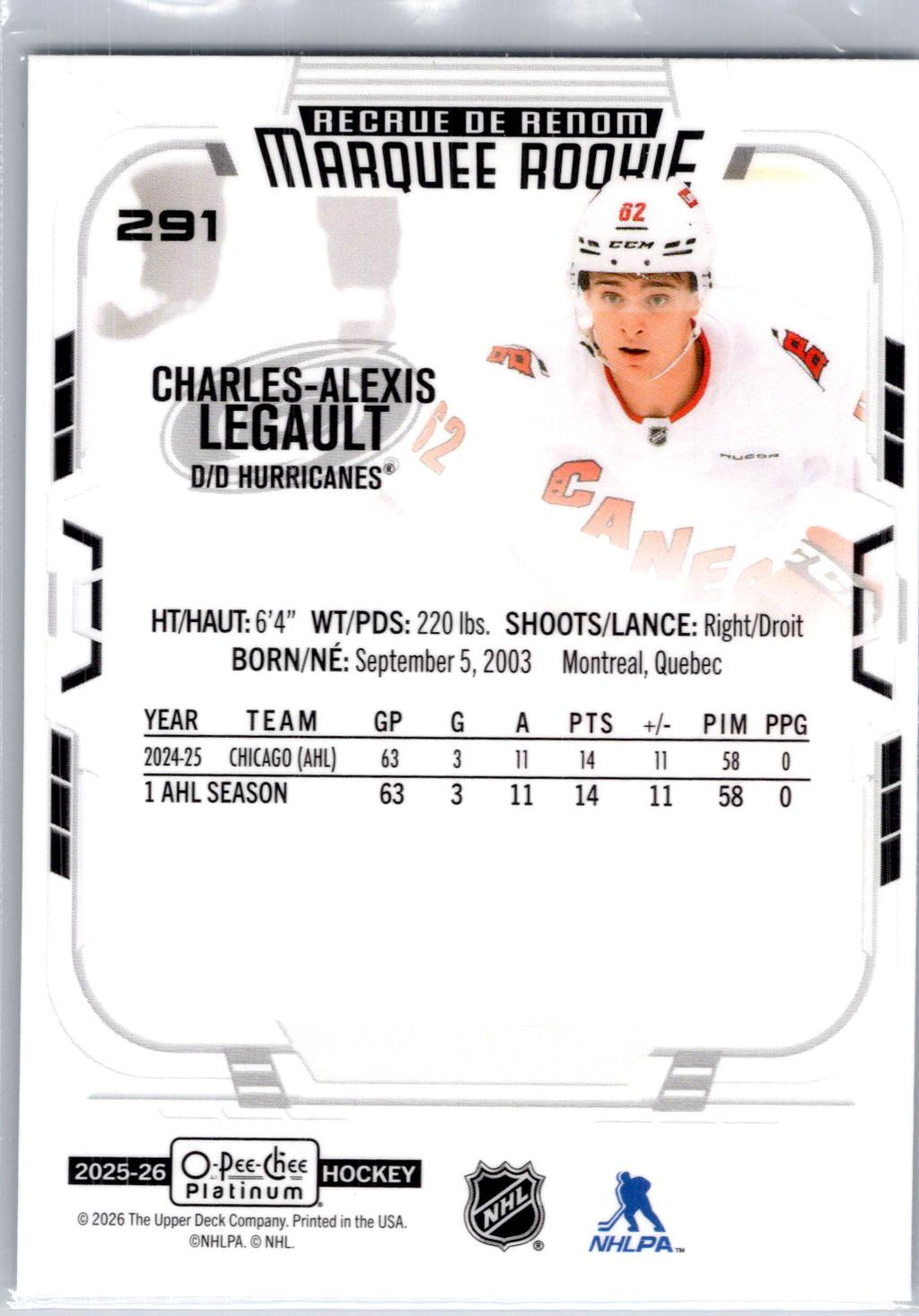 2025-26 O-Pee-Chee Platinum #291 Charles-Alexis Legault