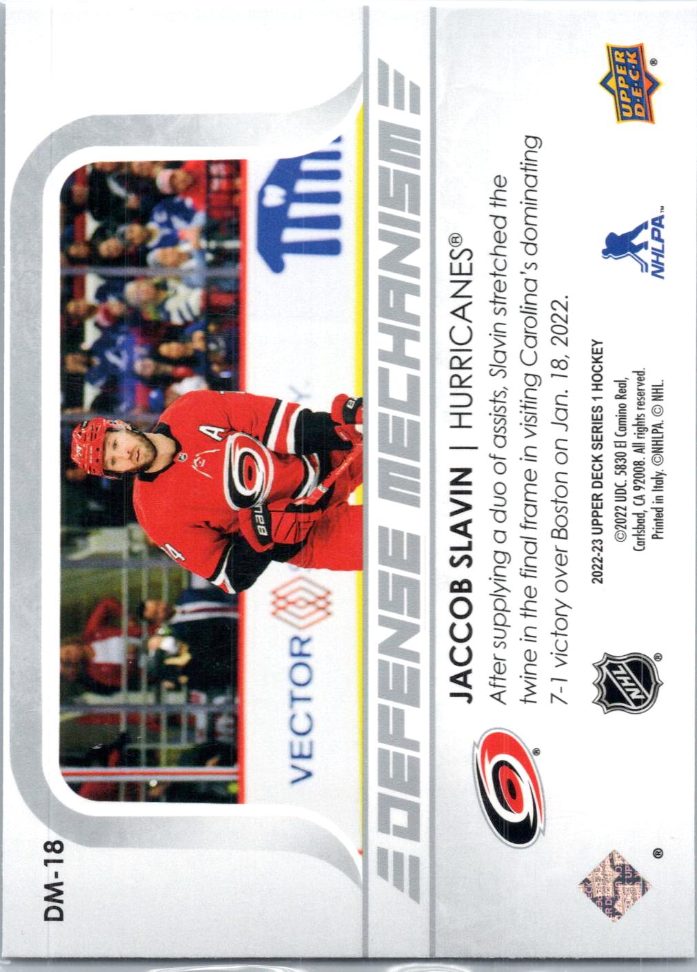 2022-23 Upper Deck #DM-18 Jaccob Slavin Defense Mechanism