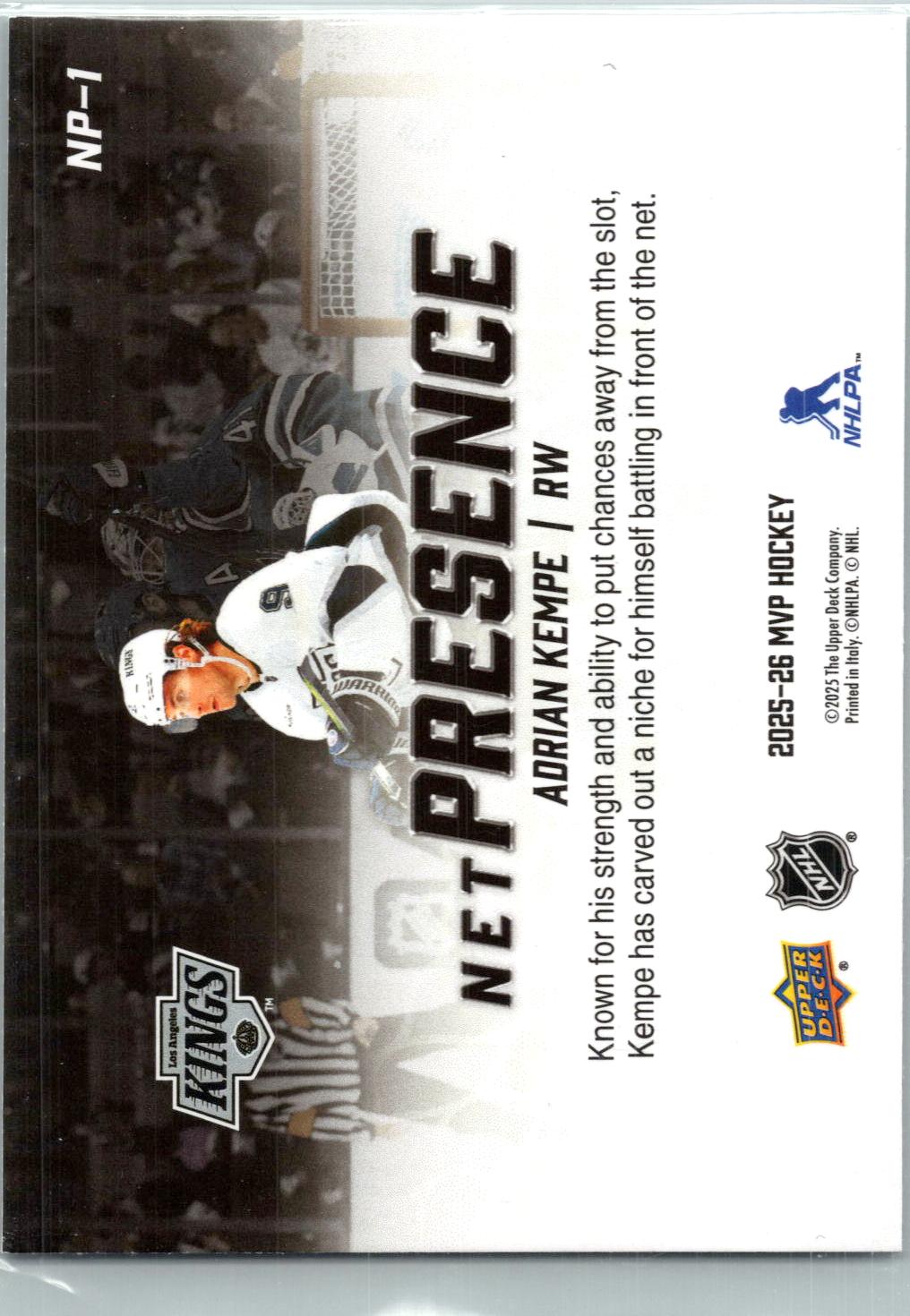 2025-26 Upper Deck MVP #NP-1 Adrian Kempe Net Presence