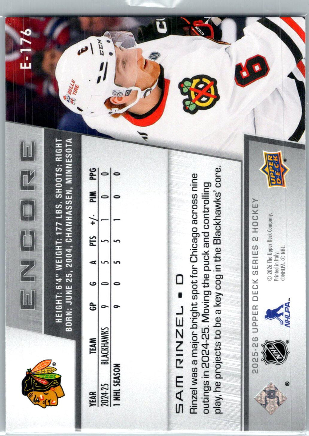 2025-26 Upper Deck #E-176 Sam Rinzel Encore