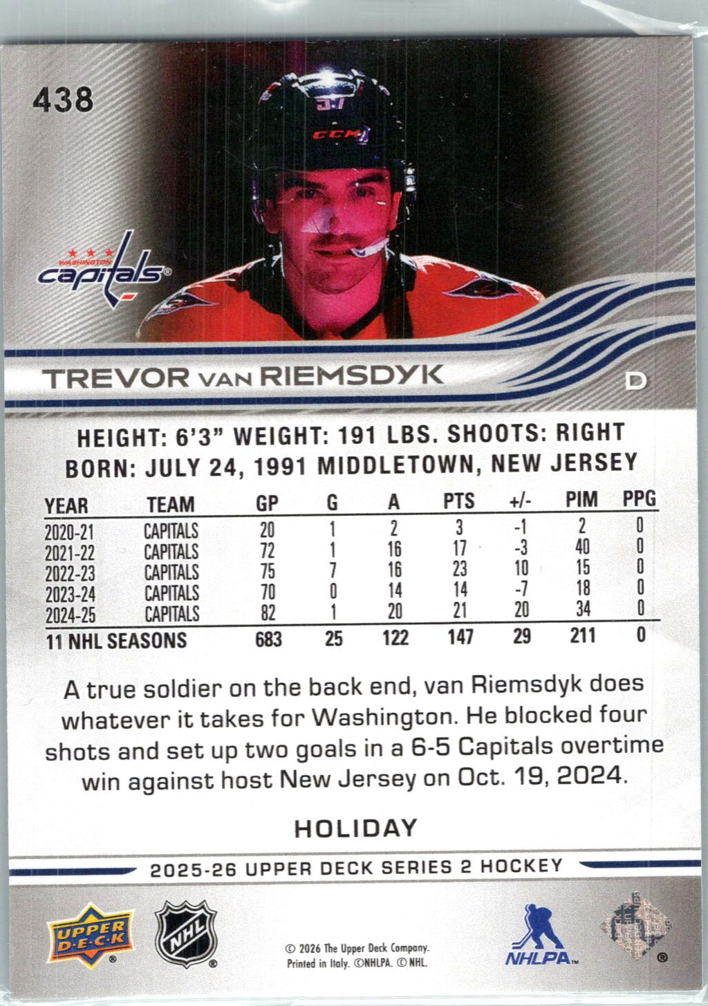 2025-26 Upper Deck #438 Trevor van Riemsdyk Holiday