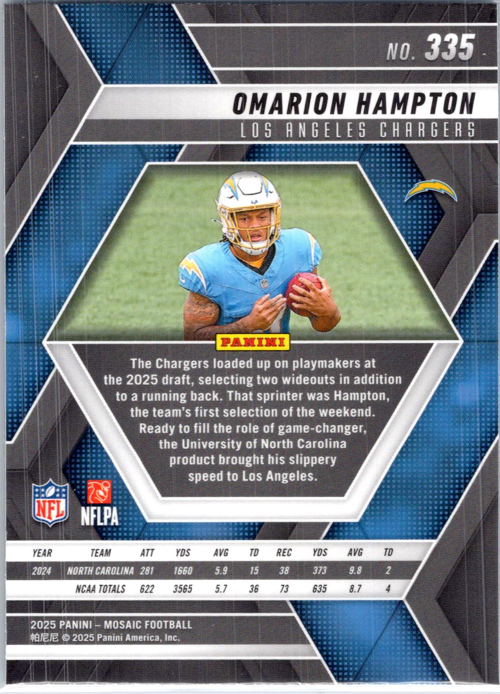 2025 Panini Mosaic #335 Omarion Hampton