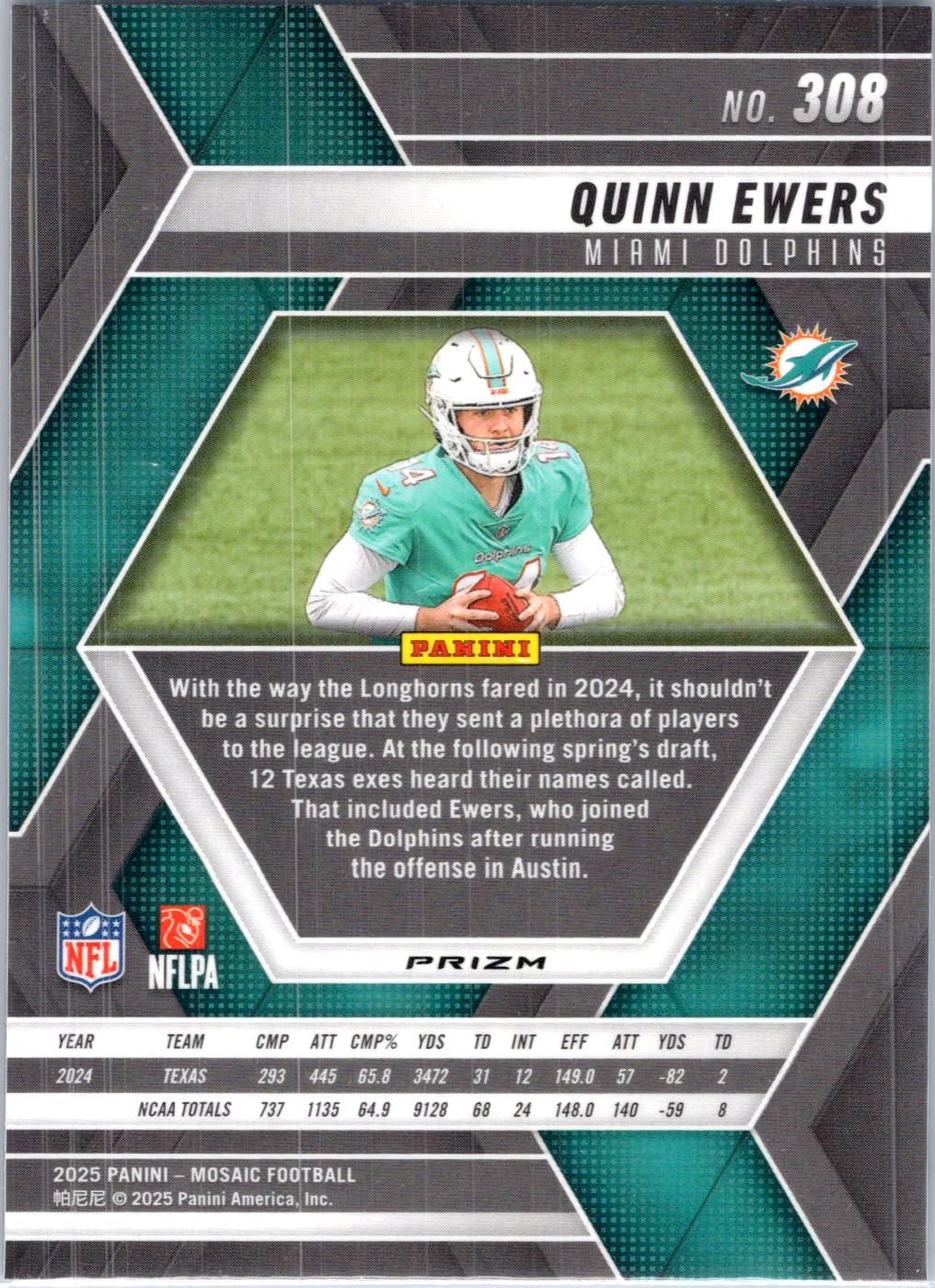 2025 Panini Mosaic #308 Quinn Ewers Mosaic