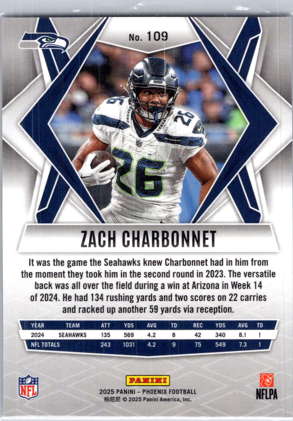 2025 Panini Phoenix #109 Zach Charbonnet
