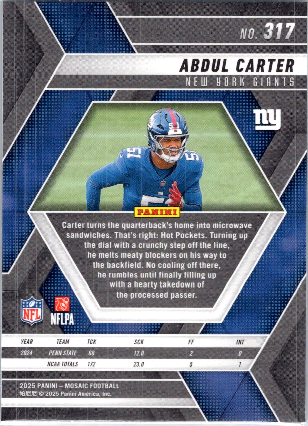 2025 Panini Mosaic #317 Abdul Carter