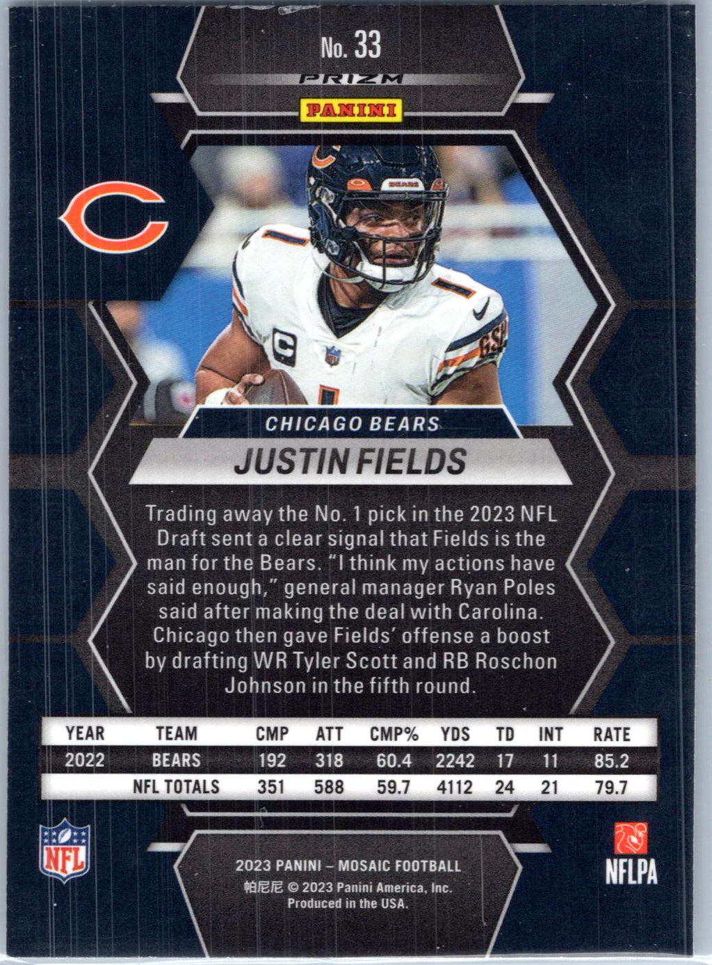 2023 Panini Mosaic #33 Justin Fields Silver