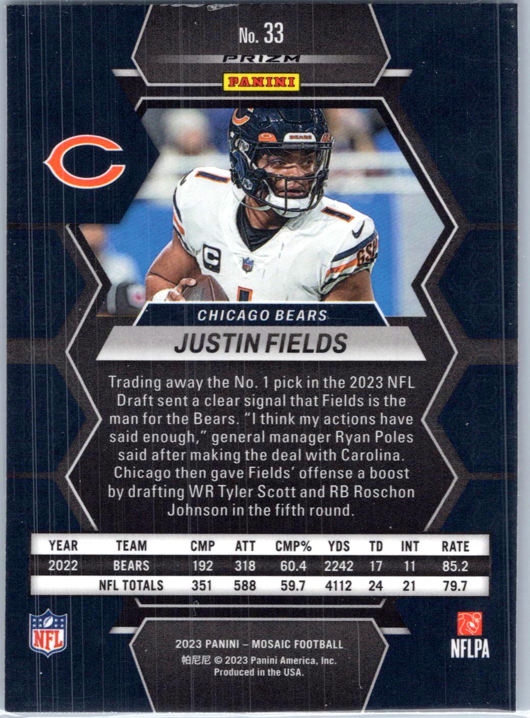 2023 Panini Mosaic #33 Justin Fields Silver