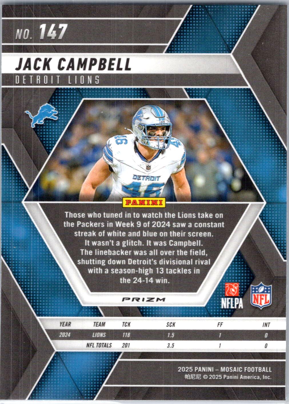 2025 Panini Mosaic #147 Jack Campbell