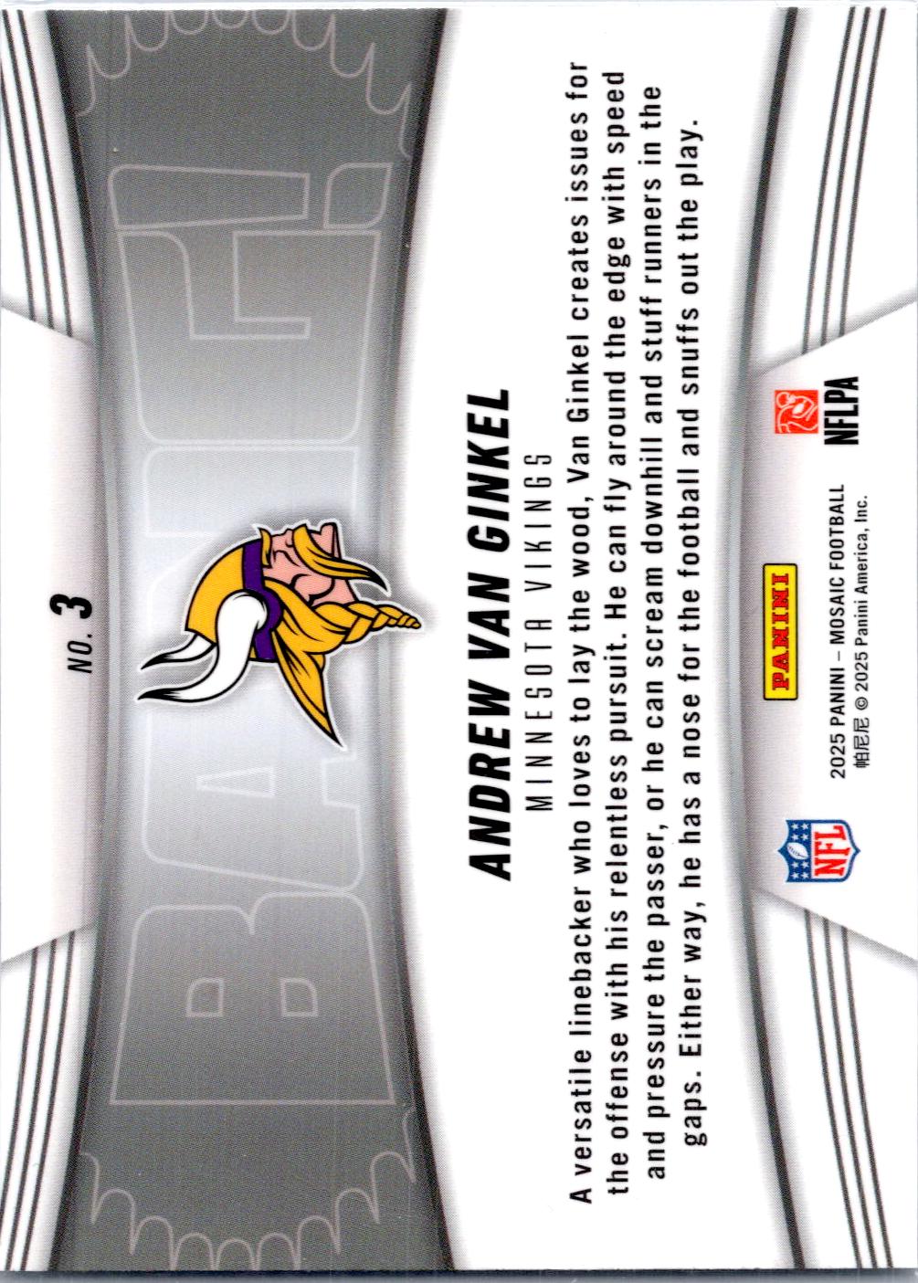 2025 Panini Mosaic #3 Andrew Van Ginkel Bang!