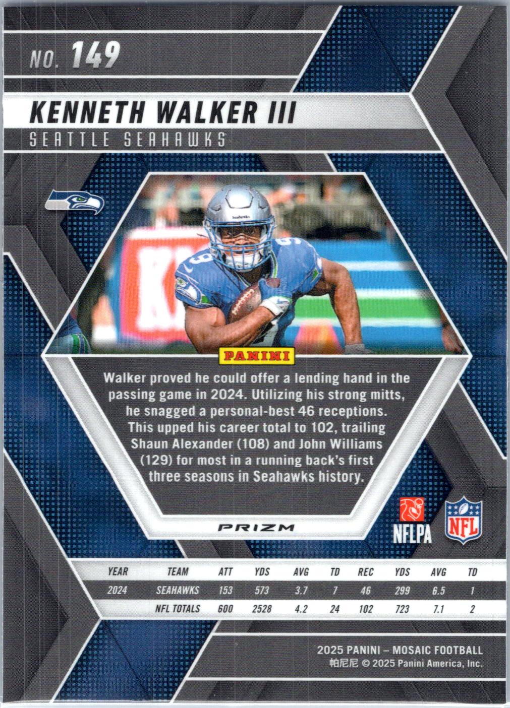 2025 Panini Mosaic #149 Kenneth Walker III Mosaic