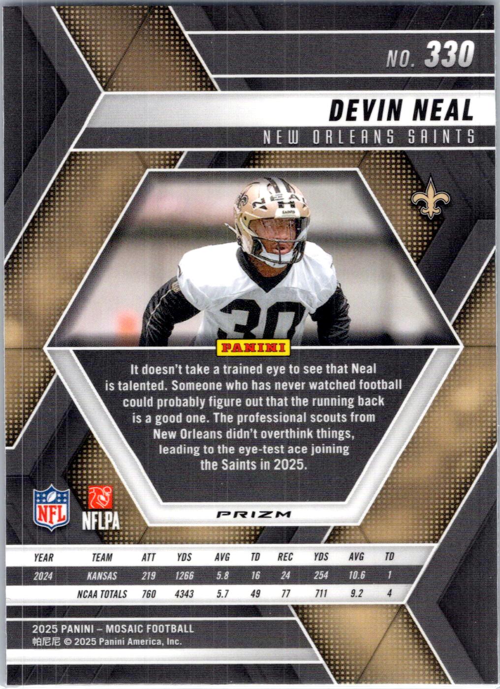 2025 Panini Mosaic #330 Devin Neal Mosaic Camo Pink