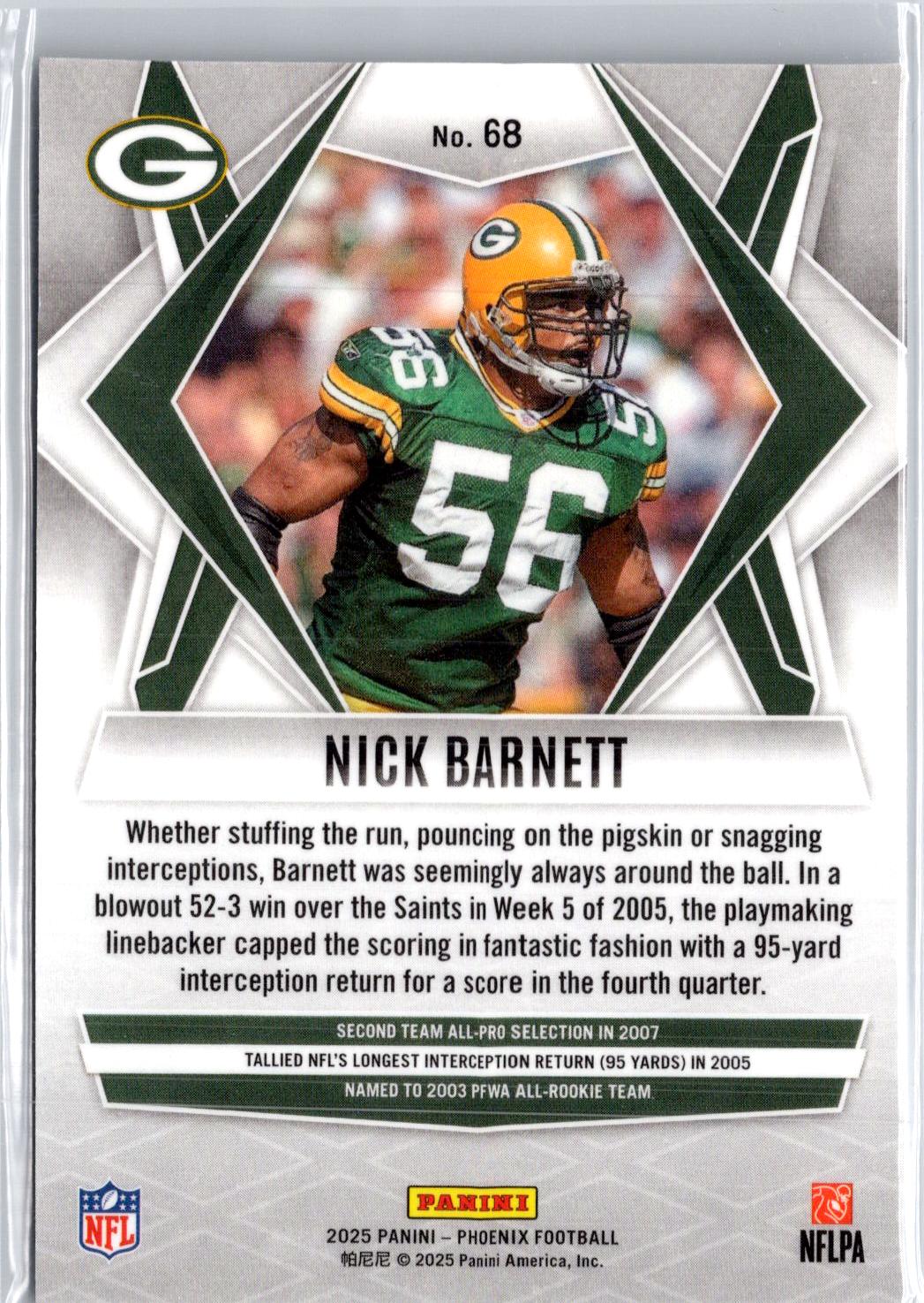2025 Panini Phoenix #68 Nick Barnett Silver Hyper Prizm