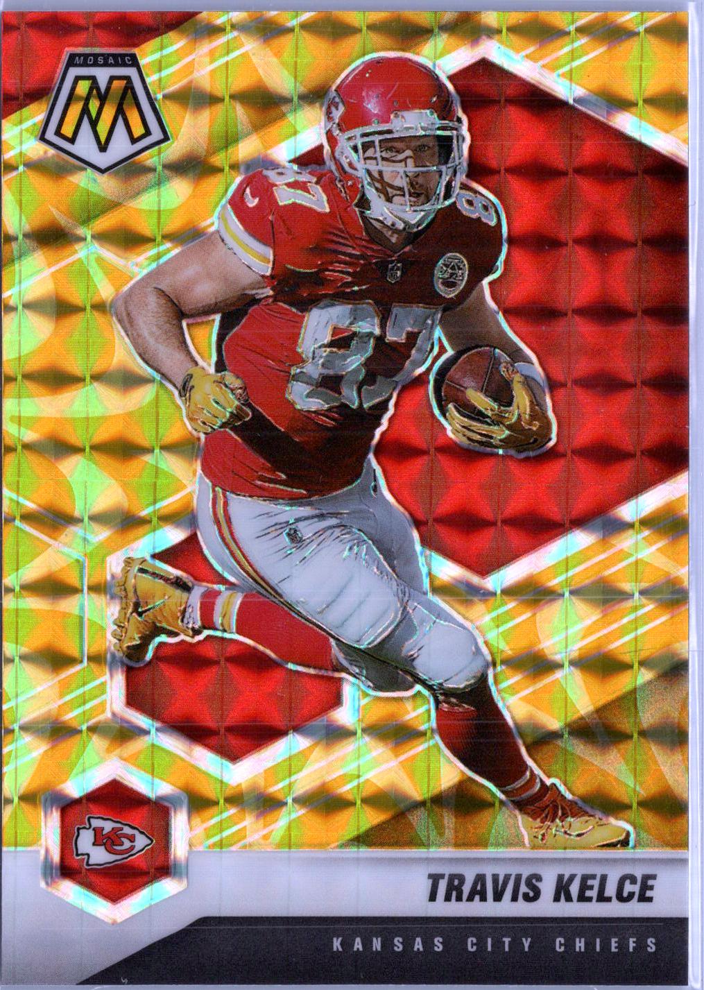 2021 Panini Mosaic #4 Travis Kelce Prizm Reactive Yellow