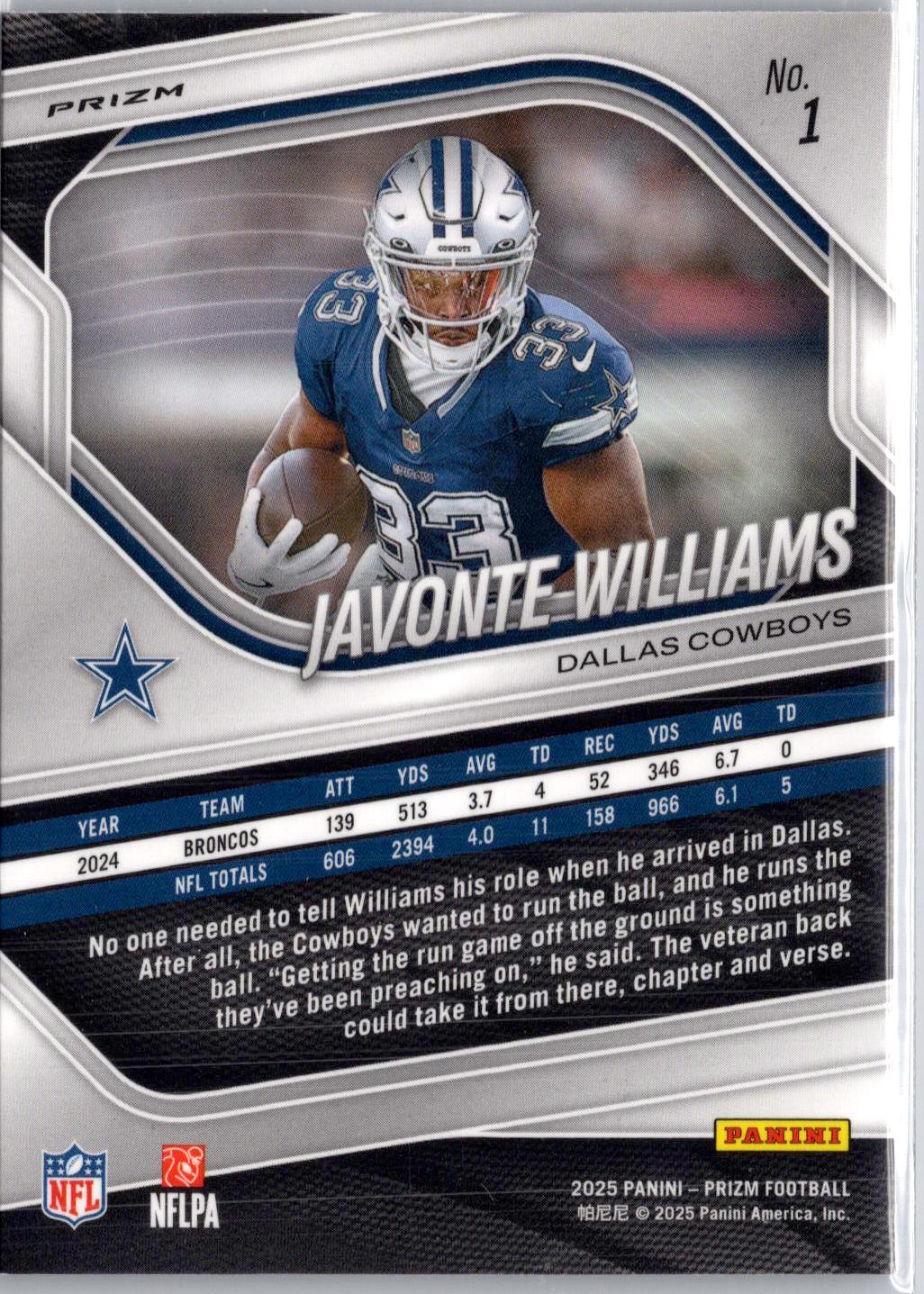 2025 Panini Prizm #1 Javonte Williams