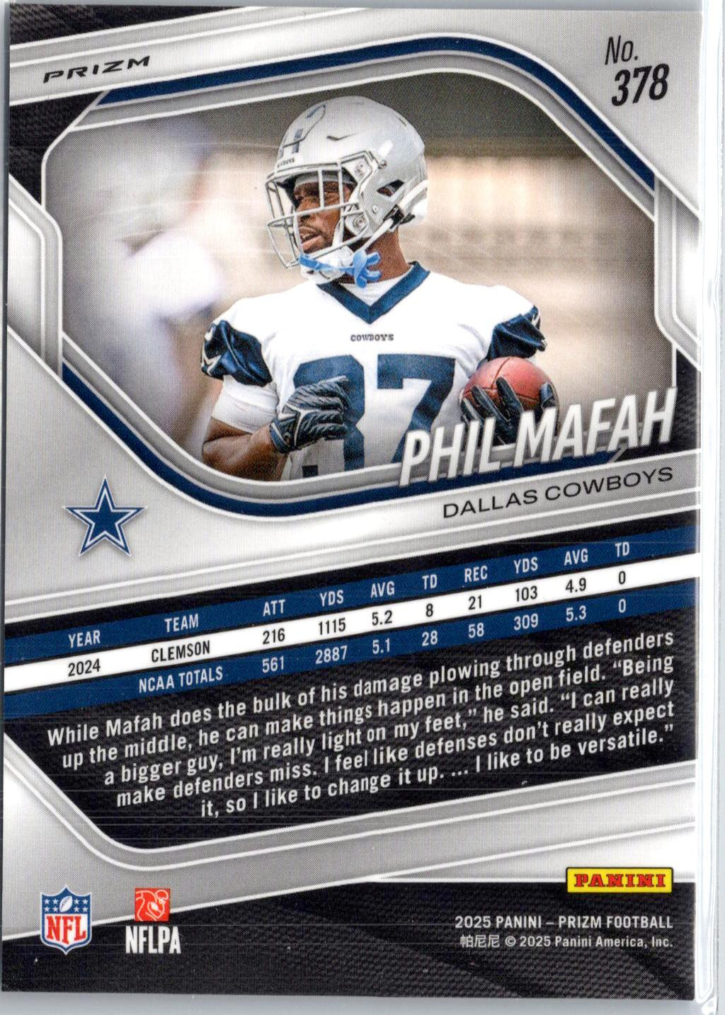 2025 Panini Prizm #378 Phil Mafah