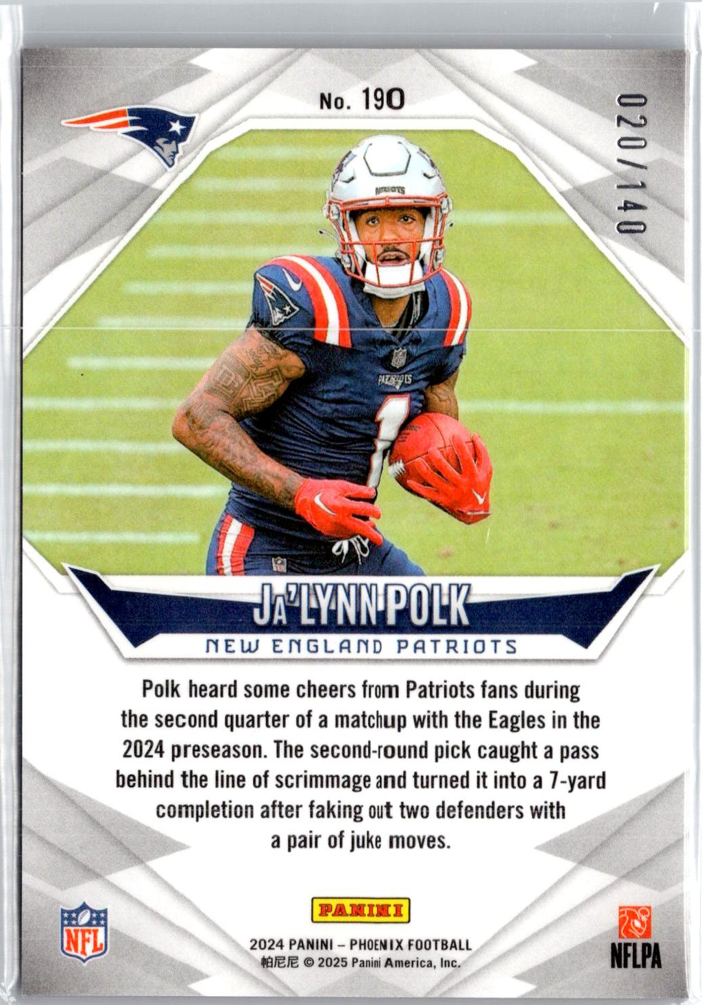 2024 Panini Phoenix #190 Ja'Lynn Polk Red Hyper #/140