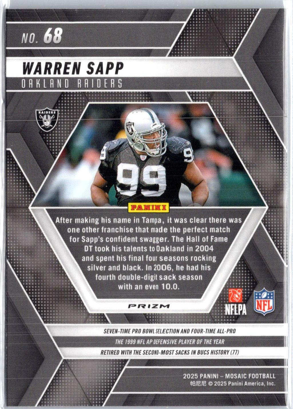 2025 Panini Mosaic #68 Warren Sapp Mosaic Camo Pink