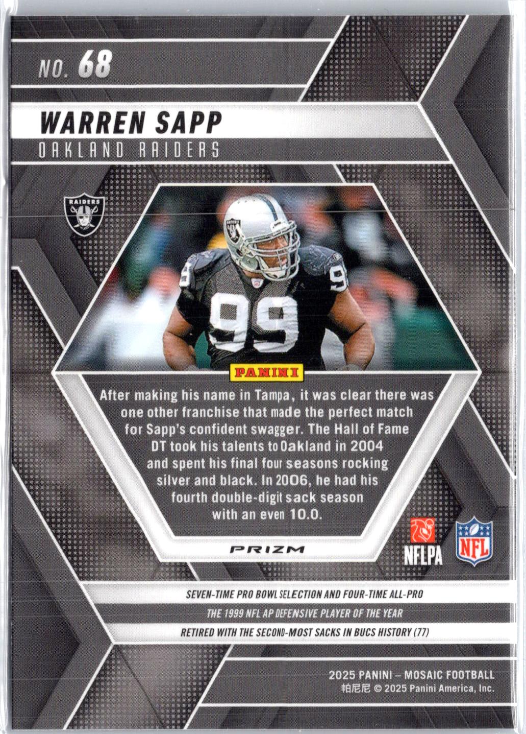 2025 Panini Mosaic #68 Warren Sapp Mosaic Camo Pink