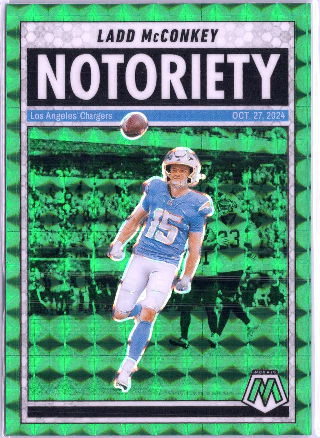 2025 Panini Mosaic #2 Ladd McConkey Notoriety Mosaic Green
