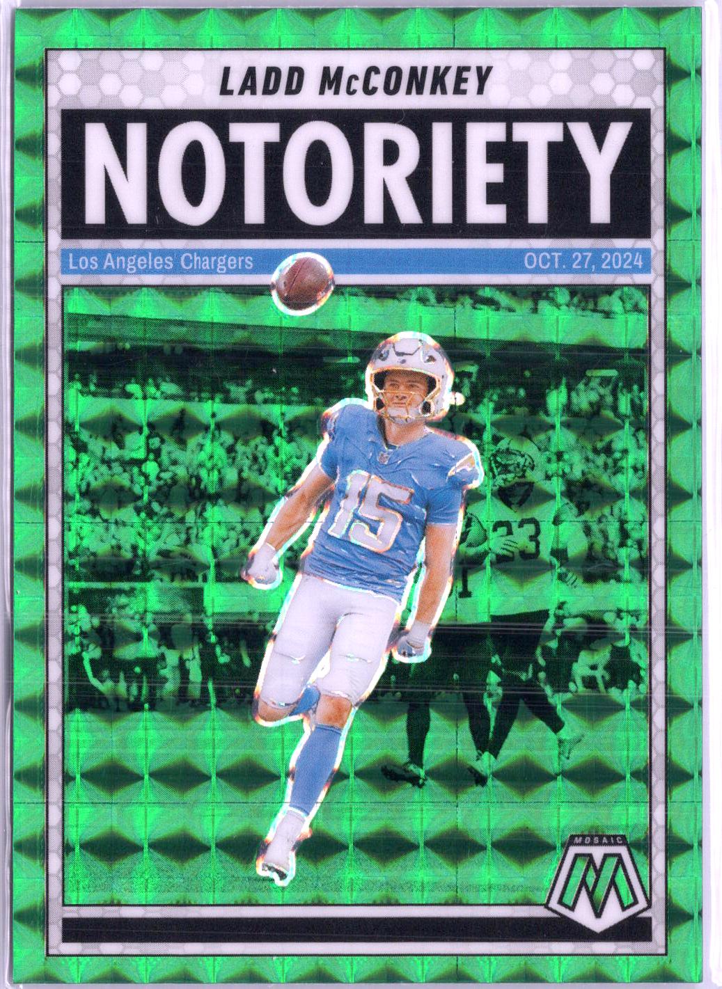 2025 Panini Mosaic #2 Ladd McConkey Notoriety Mosaic Green