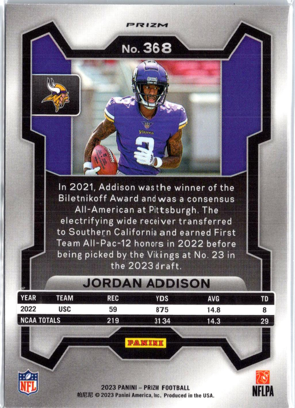 2023 Panini Prizm #368 Jordan Addison